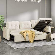 mjkone velvet sectional sleeper sofa