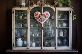 An Antique Cabinet Filled With Glass