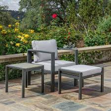 Tortuga Outdoor Lakeview Aluminum 3 Piece Club Chair Set Gray