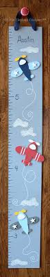 Vintage Airplane Wooden Growth Chart Handpainted Free Nail