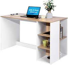 Depending on the frame, desks can adjust. Writing Computer Desk With Storage Large Students Study Desk With 5 Shelves Home Office Pc Laptop Table Modern Wood Workstation Buy Laptop Table Modern Wood Workstation Home Office Desk Product On Alibaba Com