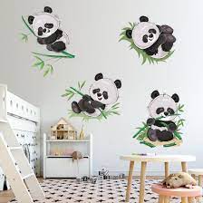 4pcs Panda Wall Stickers Pvc Decals