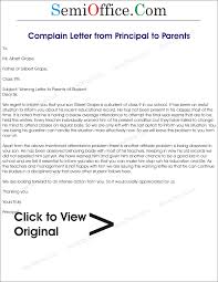 Complaint Letter To Parents From Principal