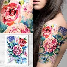 This effect is intended to mimic the characteristics of a classic watercolor painting, which is where the style gets its name. Amazon Com Supperb Temporary Tattoos Watercolor Painting Bouquet Of Summer Flowers Beauty