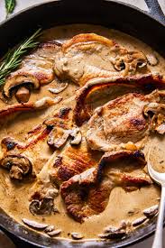 pork loin steaks in creamy shallot and