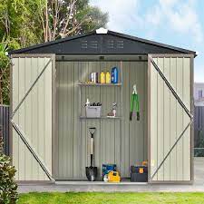 8 Ft W X 6 Ft D Galvanized Steel Outdoor Metal Storage Shed With Double Doors 43 6 Sq Ft