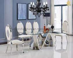 Clear Tempered Glass Dining Table Set