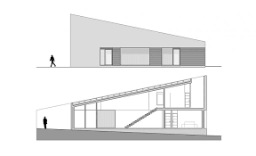 Cuña House The Section And Elevation