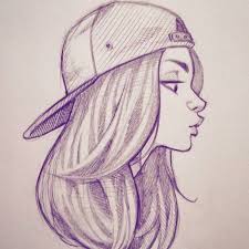 Free for commercial use no attribution required high quality images. Girl Drawing Easy Sports Cap Long Wavy Hair Big Eyes White Background Full Lips Girl Drawing Sketches Art Inspiration Drawing Face Drawing