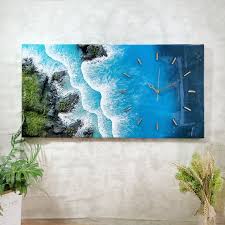Resin Wall Clock With Ocean Waves