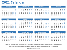 Free yearly calendar template gives you the best assistance for making plans it additionally manages you on how might you balance your life with the assistance of calendars. 2021 Yearly Calendar