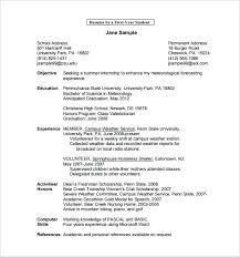 Resume Template Student College Resume Template For Recent College