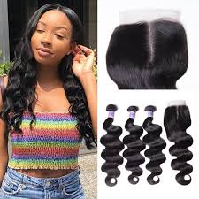 Unice Hair Quality 3pcs 8a Grade Brazilian Body Wave Hair With Lace Closure Kysiss Series