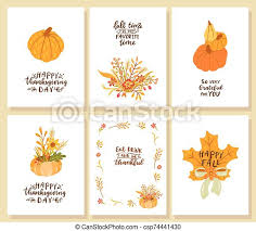 Create and print free printable thanksgiving cards at home. Set Of Happy Thanksgiving Day Cards So Very Grateful For You Happy Fall Eat Drink And Be Thankful Fall Time Is My Canstock