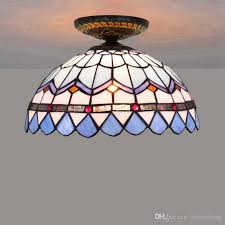 2020 12 Inch Blue Tiffany Ceiling Lights European Brief Living Room Bed Room Stained Glass Lampshade Ceiling Lamp Aisle Restaurant Led Lamp From Tiffanylamp 81 37 Dhgate Com