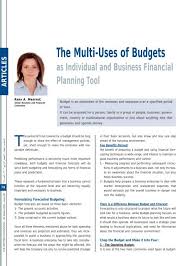 The Multi Uses Of Budgets As Individual