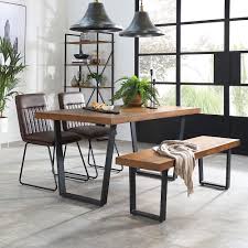 Find your table the perfect match with dining chairs in your taste. Addison Industrial Oak Dining Table And Bench With 2 Flint Vintage Brown Leather Chairs Furniture And Choice