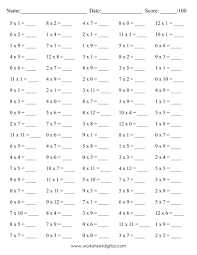 10 printable math drills multiplication
