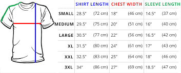 Size Chart For Custom Made Dubai Tshirts Hub