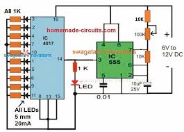 10 simple led chaser circuits explained