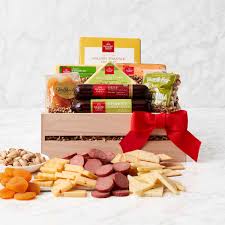 meat cheese wooden gift crate