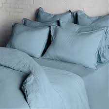 Dusky Blue Linen Bedding Collection By