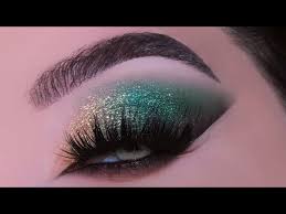 green glitter foxy eyes makeup tutorial