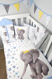 Blue Baby Crown Elephant Nursery Set