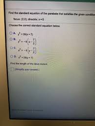 Solved Find The Standard Equation Of