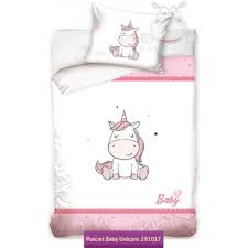 pink cot bed set with unicorn