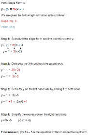 Point Slope Form Writing Equations