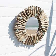 Driftwood Sea Glass Mirror Wall Mirror