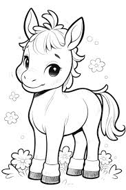 coloring page with cute miniature horse