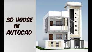 2 floor 3d house design in autocad