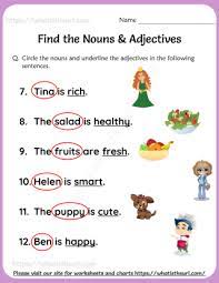 What is the definition of a noun. Nouns And Adjectives Worksheet For Grade 1 Your Home Teacher