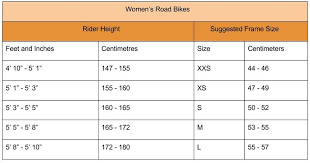 Female Bike Frame Size Chart Pabali