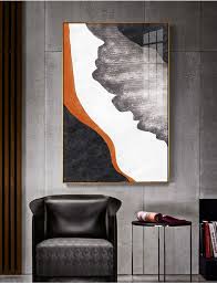 Orange Grey Abstract Art Modern