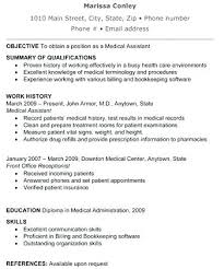 Resume For Medical Internship Objective For Medical Assistant Resume