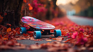 autumn skateboard scene hd wallpaper by