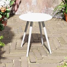 1 Piece White Round Aluminum Side Table