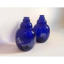 Blue Colbat Blown Glass Vases