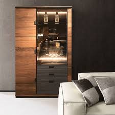 Walnut Bar Cabinet With Glass Door