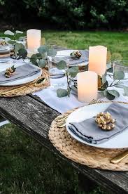 lovely outdoor table decor for a dinner