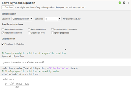 Symbolic Equations In Live Editor Matlab