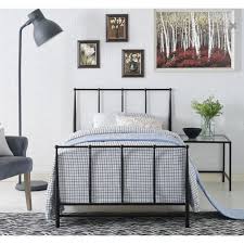 Kathy Queen Bed Frame Metal Grey Black