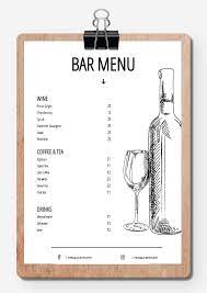 menu design bar menu exles