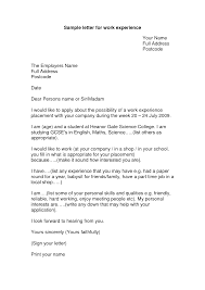 Work Experience Cover Letter Year    Student   Writing A Cover    
