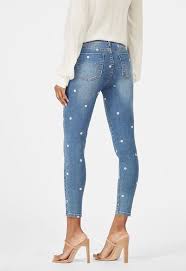 Skinny Ankle Grazer Jeans With Embroidery In Coachella