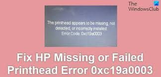 hp missing or failed printhead error