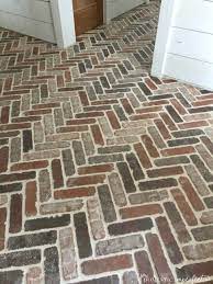 herringbone brick paver floor